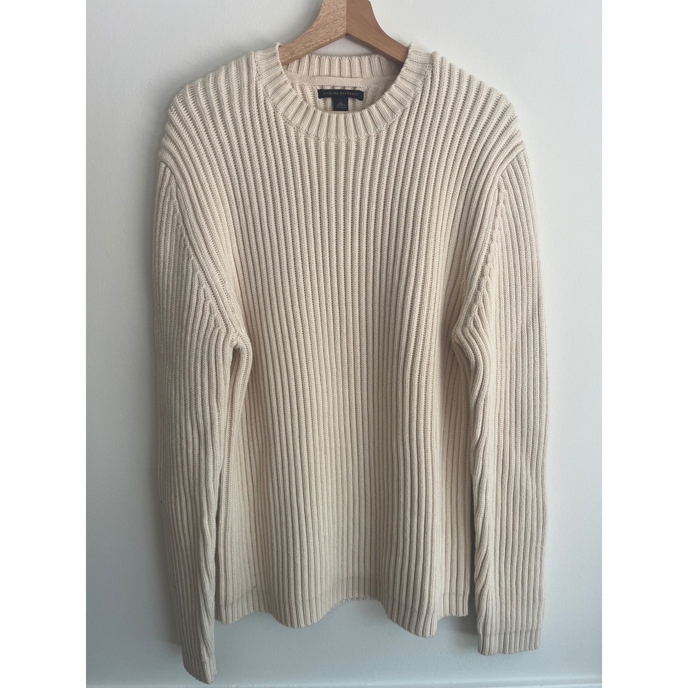 Banana Republic‎ Men's Cotton Crew Neck Chunky Sweater Size XL Cream
